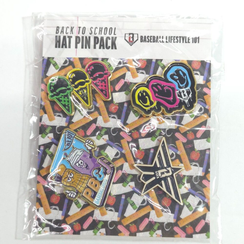 Baseball Lifestyle 101 Back To School Hat Pin Pack PB&J Ice Cream Cones New